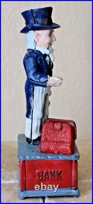 Uncle Sam Mechanical Coin Bank Heavy Cast Iron Fully Functional Americana Uncle Sam Mechanical Coin Bank Heavy Cast Iron Fully Functional Americana