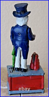Uncle Sam Mechanical Coin Bank Heavy Cast Iron Fully Functional Americana Uncle Sam Mechanical Coin Bank Heavy Cast Iron Fully Functional Americana