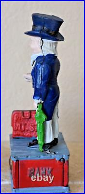 Uncle Sam Mechanical Coin Bank Heavy Cast Iron Fully Functional Americana Uncle Sam Mechanical Coin Bank Heavy Cast Iron Fully Functional Americana