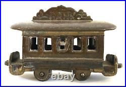 VERY RARE! C. 1891 Grey Iron Casting Street Car Cast Iron Bank, VG Condition