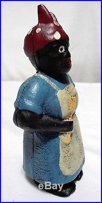 VINTAGE CAST IRON COIN BANK 1920`s AUNT JEMIMA With SPOON