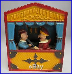 VINTAGE MECHANICAL CAST IRON Punch And Judy WORKING BANK