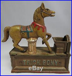 VINTAGE MECHANICAL CAST IRON Trick Pony WORKING BANK