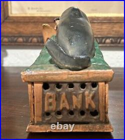 VTG JONAH and the WHALE Solid CAST IRON Hand Painted Mechanical Toy Bank WORKS