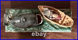 VTG JONAH and the WHALE Solid CAST IRON Hand Painted Mechanical Toy Bank WORKS