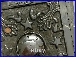 Very Nice Antique Four Star Safe Cast Iron Safe Coin Bank NIckel Plate 1895-1905