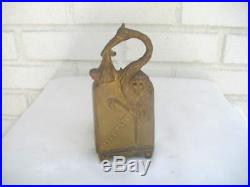 Very Rare Antique Cast Iron Figural Bank Stork Holds Baby over Safe