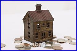 Victorian Antique Painted Cast Iron House Coin Bank #50539 Victorian Antique Painted Cast Iron House Coin Bank #50539