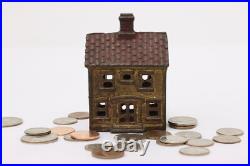 Victorian Antique Painted Cast Iron House Coin Bank #50539 Victorian Antique Painted Cast Iron House Coin Bank #50539