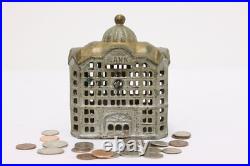 Victorian Antique Painted Iron Bank Coin Bank #50532 Victorian Antique Painted Iron Bank Coin Bank #50532
