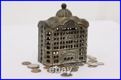 Victorian Antique Painted Iron Bank Coin Bank #50534 Victorian Antique Painted Iron Bank Coin Bank #50534