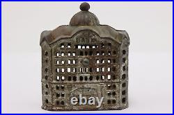 Victorian Antique Painted Iron Bank Coin Bank #50534 Victorian Antique Painted Iron Bank Coin Bank #50534