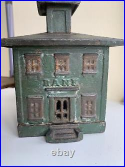 Victorian Or Georgian Money Bank Cast Iron Painted Heavy Box