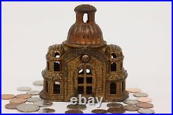 Victorian Painted Cast Iron Antique Palace Coin Bank #43169