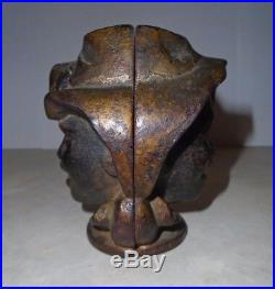 Vintage 1918 Cast Iron Two Faced Black Americana Coin Bank, Made By A. C. Williams