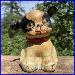 Vintage 1930's Cast Iron Hubley FIDO Black And White Puppy Dog Still Coin Bank