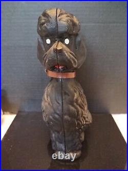 Vintage 1950 CAST IRON POODLE Dog COIN BANK Doorstop. 11Inches. Beautiful