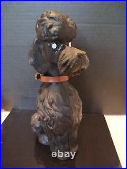 Vintage 1950 CAST IRON POODLE Dog COIN BANK Doorstop. 11Inches. Beautiful