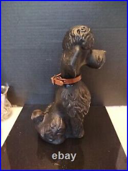 Vintage 1950 CAST IRON POODLE Dog COIN BANK Doorstop. 11Inches. Beautiful