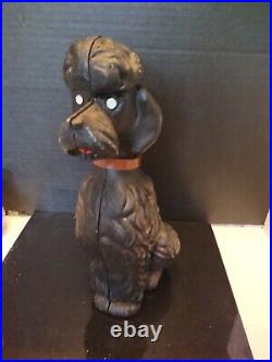 Vintage 1950 CAST IRON POODLE Dog COIN BANK Doorstop. 11Inches. Beautiful