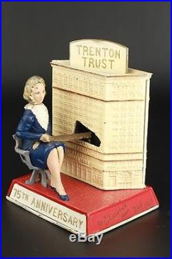Vintage 1960s Trenton Trust Mary Roebling Cast Iron Mechanical Bank # 54/200