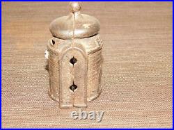 Vintage 3 1/4 High Cast Iron Pagoda Coin Bank