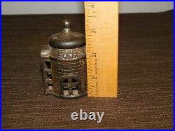 Vintage 3 1/4 High Cast Iron Pagoda Coin Bank