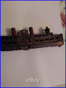 Vintage A C Williams Steam Boat Cast Iron Bank Paddle Wheel