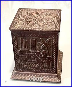 Vintage Antique 1800' Arabian Safe Cast Iron Toy Money Coin Safe Box Piggy Bank