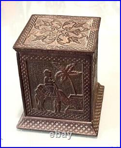 Vintage Antique 1800' Arabian Safe Cast Iron Toy Money Coin Safe Box Piggy Bank
