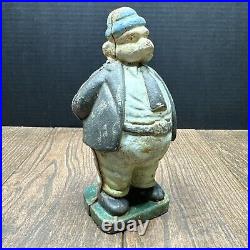 Vintage Antique CAST IRON STILL PIGGY BANK WIMPY? (Pig Man Bank)