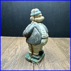 Vintage Antique CAST IRON STILL PIGGY BANK WIMPY? (Pig Man Bank)