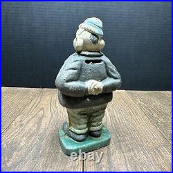 Vintage Antique CAST IRON STILL PIGGY BANK WIMPY? (Pig Man Bank)