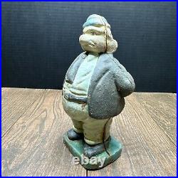 Vintage Antique CAST IRON STILL PIGGY BANK WIMPY? (Pig Man Bank)