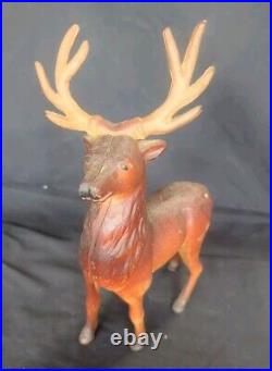 Vintage Antique Cast Iron Deer Buck Stag Elk Antlers Penny Bank Original Paint Vintage Antique Cast Iron Deer Buck Stag Elk Antlers Penny Bank Original Paint