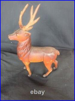 Vintage Antique Cast Iron Deer Buck Stag Elk Antlers Penny Bank Original Paint Vintage Antique Cast Iron Deer Buck Stag Elk Antlers Penny Bank Original Paint