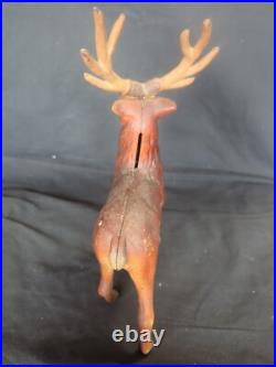 Vintage Antique Cast Iron Deer Buck Stag Elk Antlers Penny Bank Original Paint Vintage Antique Cast Iron Deer Buck Stag Elk Antlers Penny Bank Original Paint