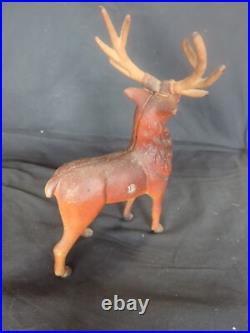 Vintage Antique Cast Iron Deer Buck Stag Elk Antlers Penny Bank Original Paint Vintage Antique Cast Iron Deer Buck Stag Elk Antlers Penny Bank Original Paint