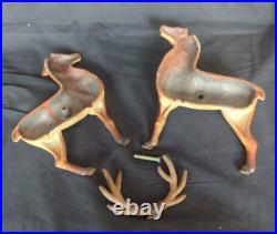 Vintage Antique Cast Iron Deer Buck Stag Elk Antlers Penny Bank Original Paint Vintage Antique Cast Iron Deer Buck Stag Elk Antlers Penny Bank Original Paint