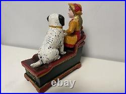 Vintage Antique Cast Iron Mechanical Speaking Dog Money Bank Reproduction