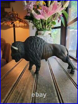 Vintage Antique Cast Iron Metal Coin Bank Buffalo Bison! Very Heavy