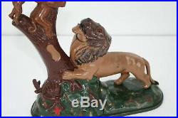 Vintage Antique Cast Iron Old Keyser Rex Lion and Two Monkeys Bank Reproduction