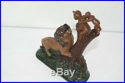 Vintage Antique Cast Iron Old Keyser Rex Lion and Two Monkeys Bank Reproduction