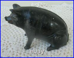 Vintage Antique Cast Iron Pig Piggy Bank Original Paint