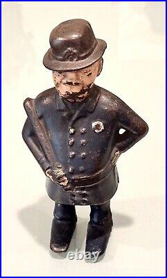 Vintage Antique English Policeman Cast Iron Toy Money Coin Safe Box Piggy Bank