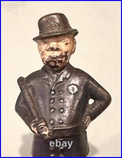 Vintage Antique English Policeman Cast Iron Toy Money Coin Safe Box Piggy Bank
