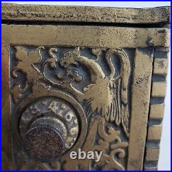 Vintage Antique Kenton Brand Ornate Cast Iron Combination Safe Savings Bank Coin