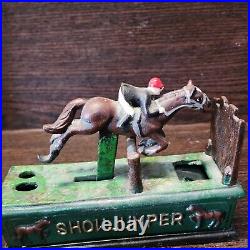 Vintage Antique Mechanical Cast Iron Trick Pony Coin Bank Horse Lever