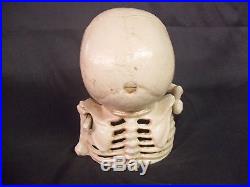 Vintage Antique Style Cast Iron Painted Skeleton Toy Mechanical Coin Bank