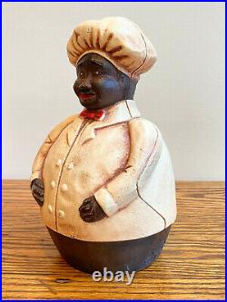 Vintage Black Americana Cast Iron Jolly Chef Still Bank